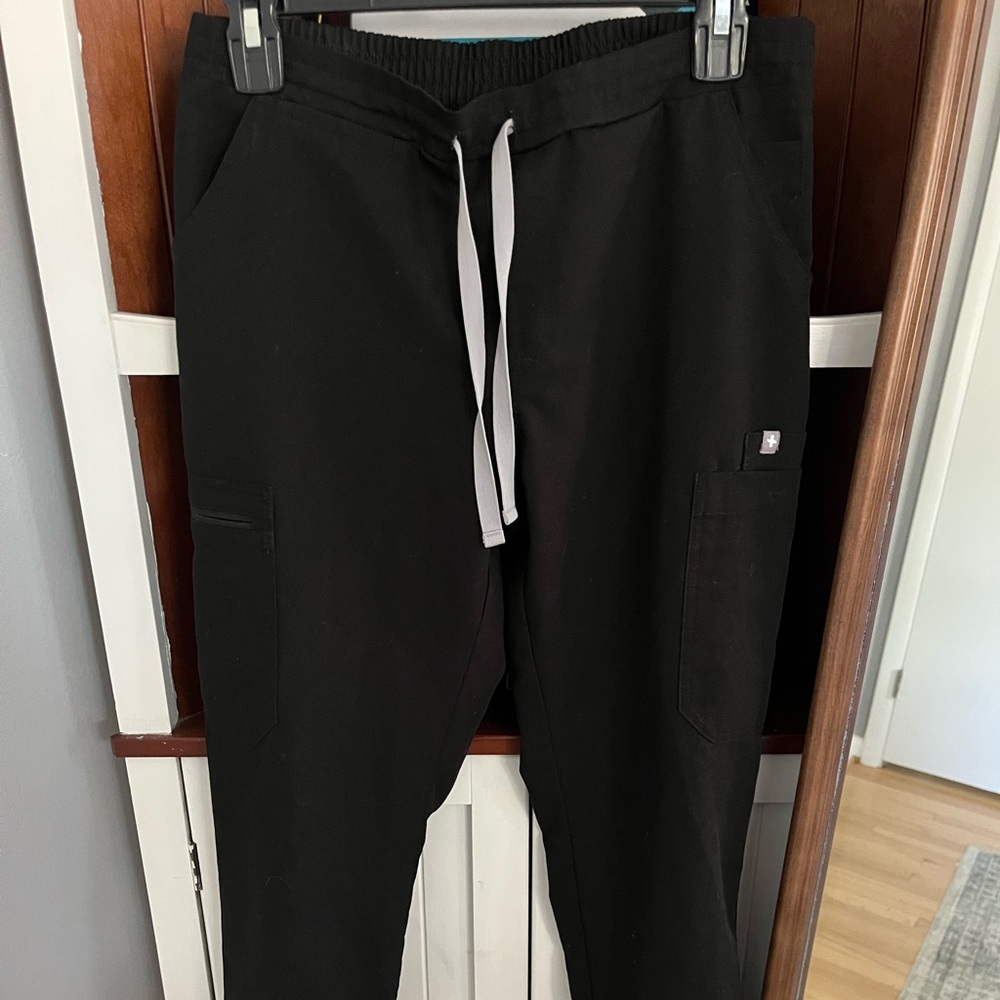 Figs Black Jogger Pants with White Drawstring